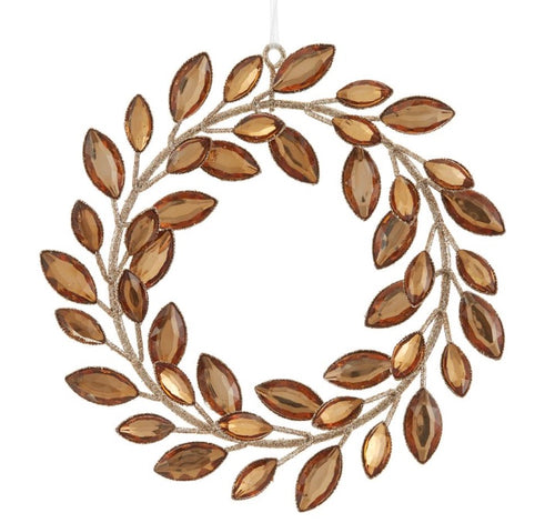 Amber Rhinestone Wreath Ornament