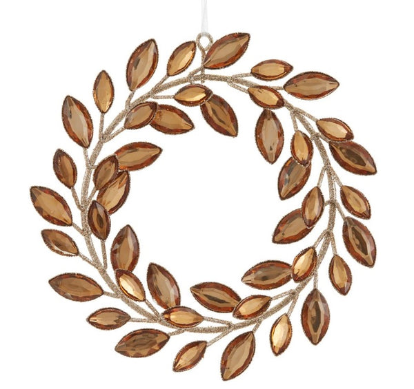 Amber Rhinestone Wreath Ornament