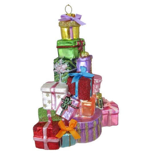 Stacked Presents Glass Ornaments
