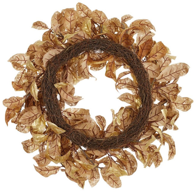 Metallic Gold Magnolia Wreath - 24"