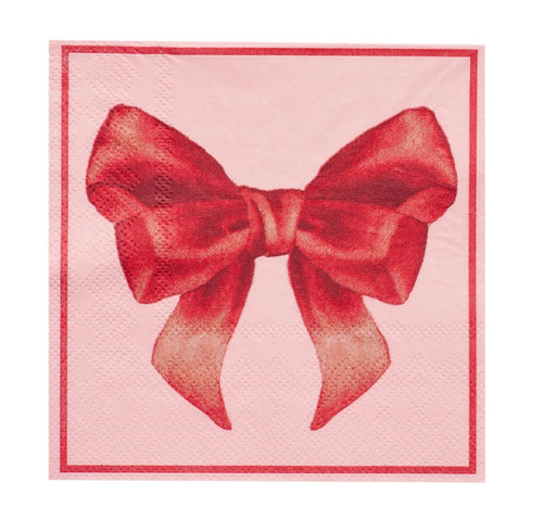 Pink Bows Paper Cocktail Napkins by Sophistiplate