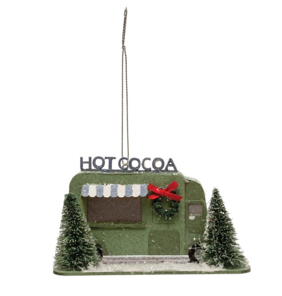 Paper Hot Cocoa Truck w/LED Light Ornament