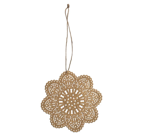 Gold Embossed Metal Snowflake Ornament