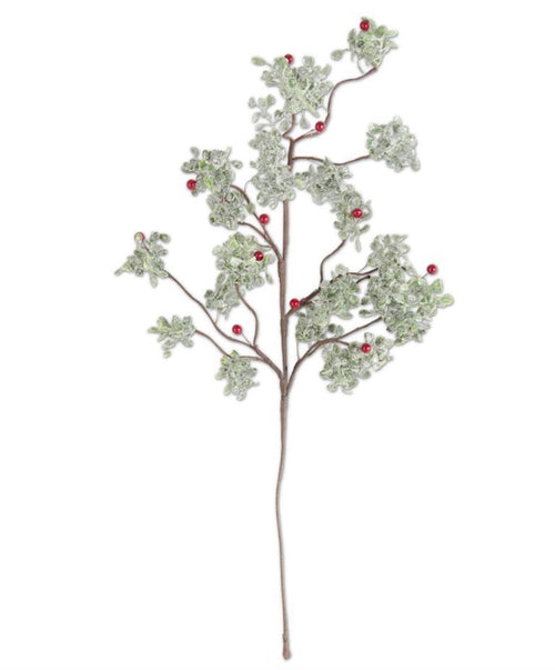 Glittered Mistletoe Spray w/Red Berries