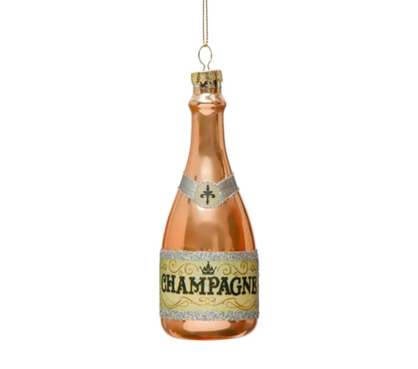 Glass Champagne Bottle Ornament