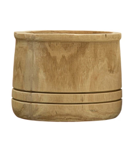 Paulownia Handled Wood Bowl - Grey