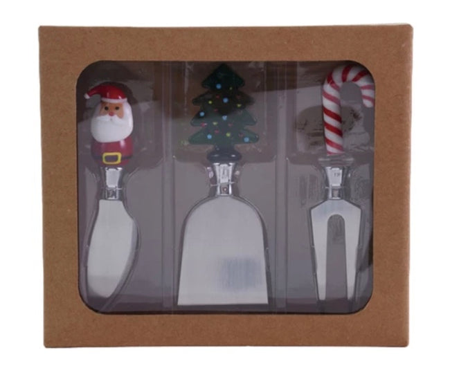 Christmas Icons Glass Cheese Knives Set