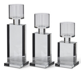 Square Base Crystal Candle Holder Trio