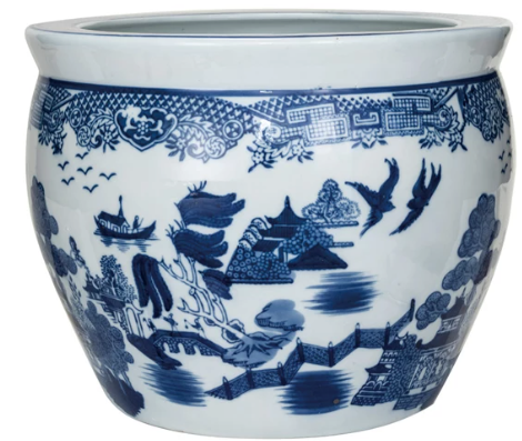 Hand-Painted Stoneware Planter