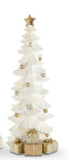 White Glittered Trees w/ Gold Packages
