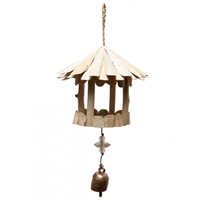 Wood Bird Feeder with Beads & Bell