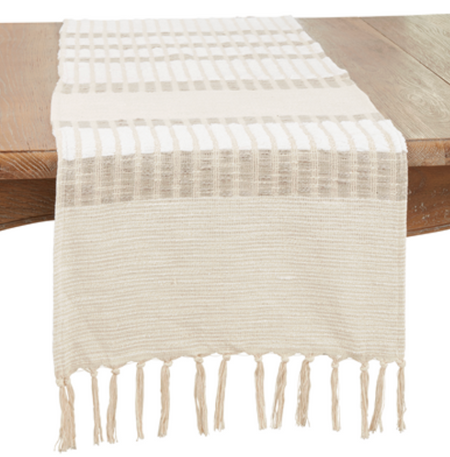 Black Pom Pom Table Runner