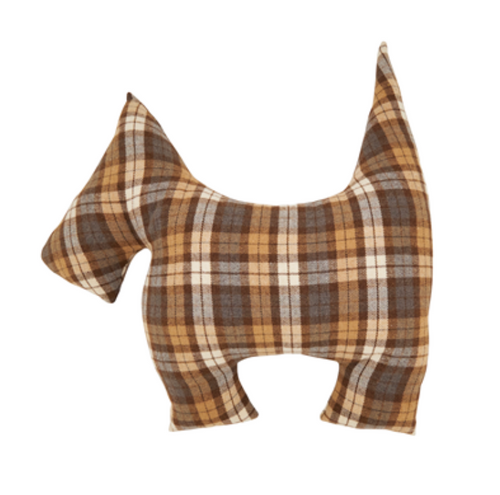 Brown Plaid Scotty Dog Pillow