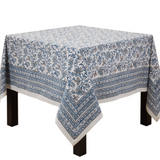 Blue Block Print Tablecloth