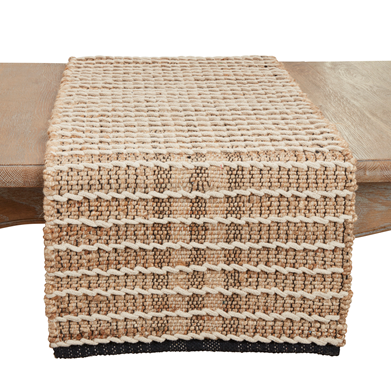 Black Pom Pom Table Runner