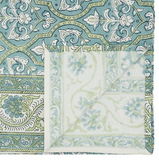 Aqua Block Print Table Runner