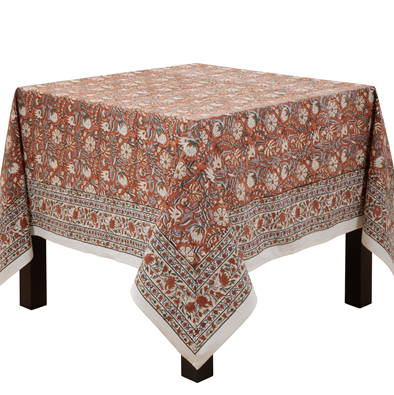 Rust Block Print Tablecloth