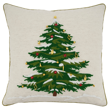 Embroidered Christmas Tree Pillow
