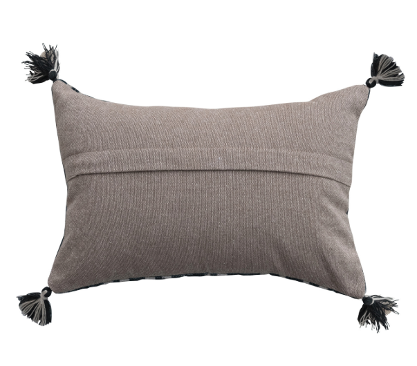 Navy Velvet Ikat Lumbar Pillow