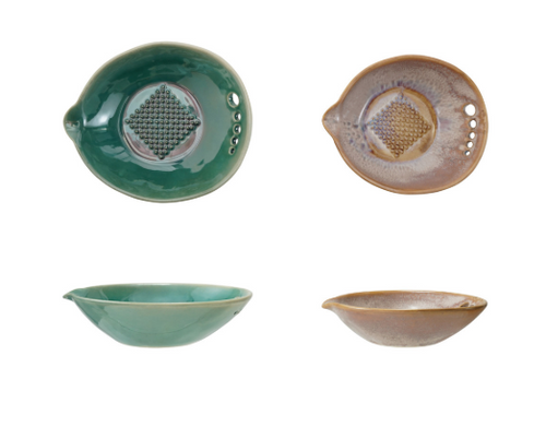 Stoneware Garlic/Ginger Graters w/ Herb Strippers