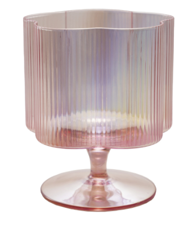 Pleated Flower Stemmed Wine Glass