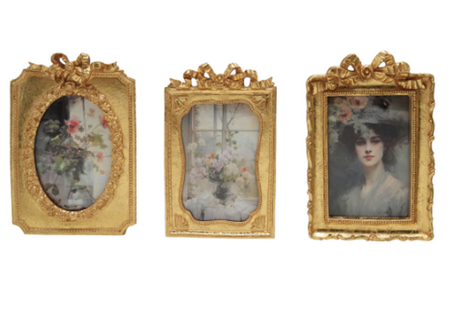 Gold Resin Photo Frame w/Bow