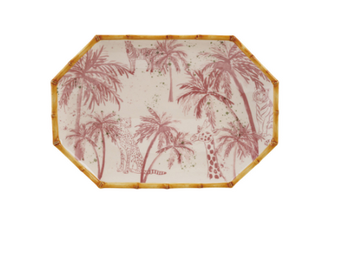 Octagon Platter w/ Palm trees and Animals