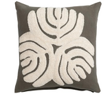 Olive Green Abstract Embroidered Pillow