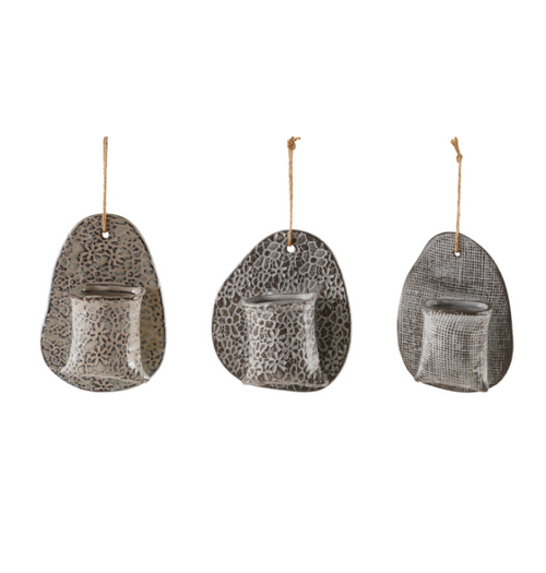 Embossed Stoneware Wall Vases