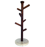 Mango Wood & Marble Mug Rack