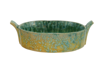 Green Glazed Stoneware Bowl