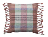 Plaid Pillow with Braided Tassels