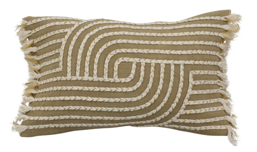 Braided Green Lumbar Pillow