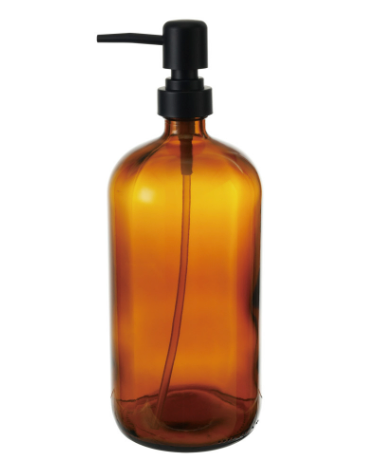 Brown Glass Dispenser with Pump