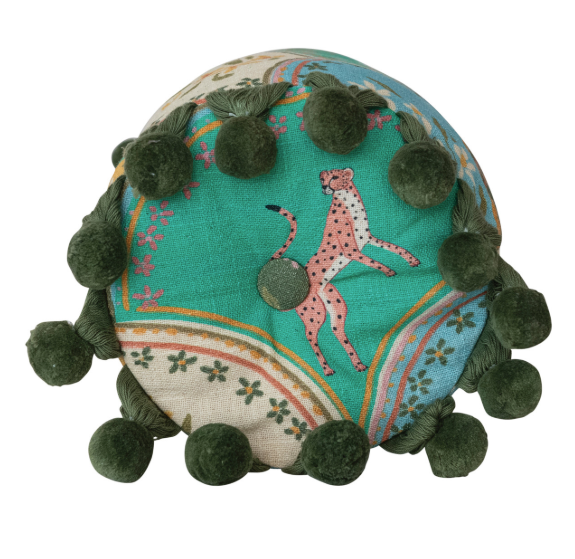 Cheetah & Floral Bolster Pillow