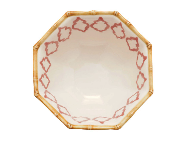 Octagon Shaped Bowl w Bamboo Rim