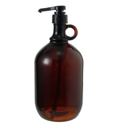Brown Glass Handled Dispenser with Pump