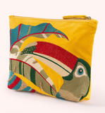 Tropical Toucan Embroidered Zipper Pouch