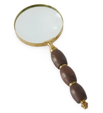 Dark Wood & Brass Rounded Magnifying Glass