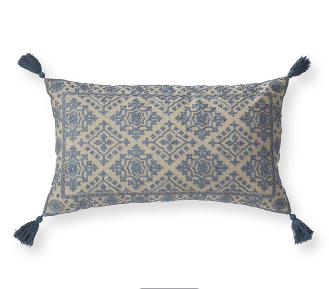 Beige & Blue Embroidered Pillows