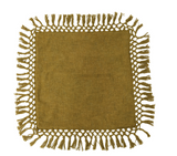 Cotton Slub Pillow with Crochet & Fringe