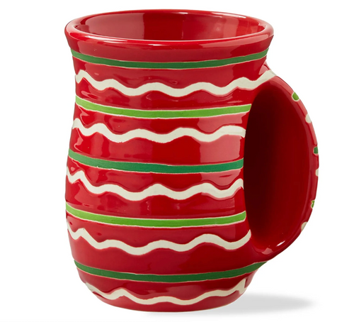 Red Festive Stripe Handwarmer Mug