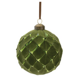 Green Flocked Textured Ball Ornaments