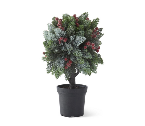 Icy Red Berry & Pine Ball Topiary