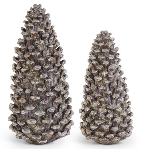 Brown Glittered Standing Pinecones