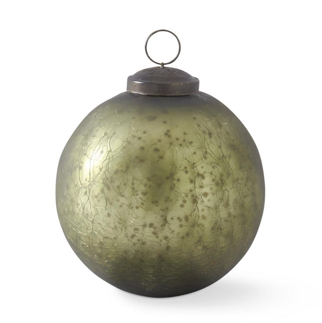 Crackled Olive Green Glass Ball Ornaments