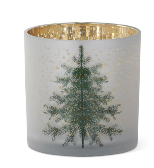 Frosted Glass Christmas Tree Hurricanes