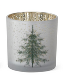 Frosted Glass Christmas Tree Hurricanes