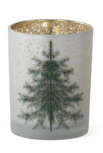 Frosted Glass Christmas Tree Hurricanes