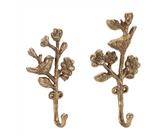 Gold Floral & Bird Wall Hooks